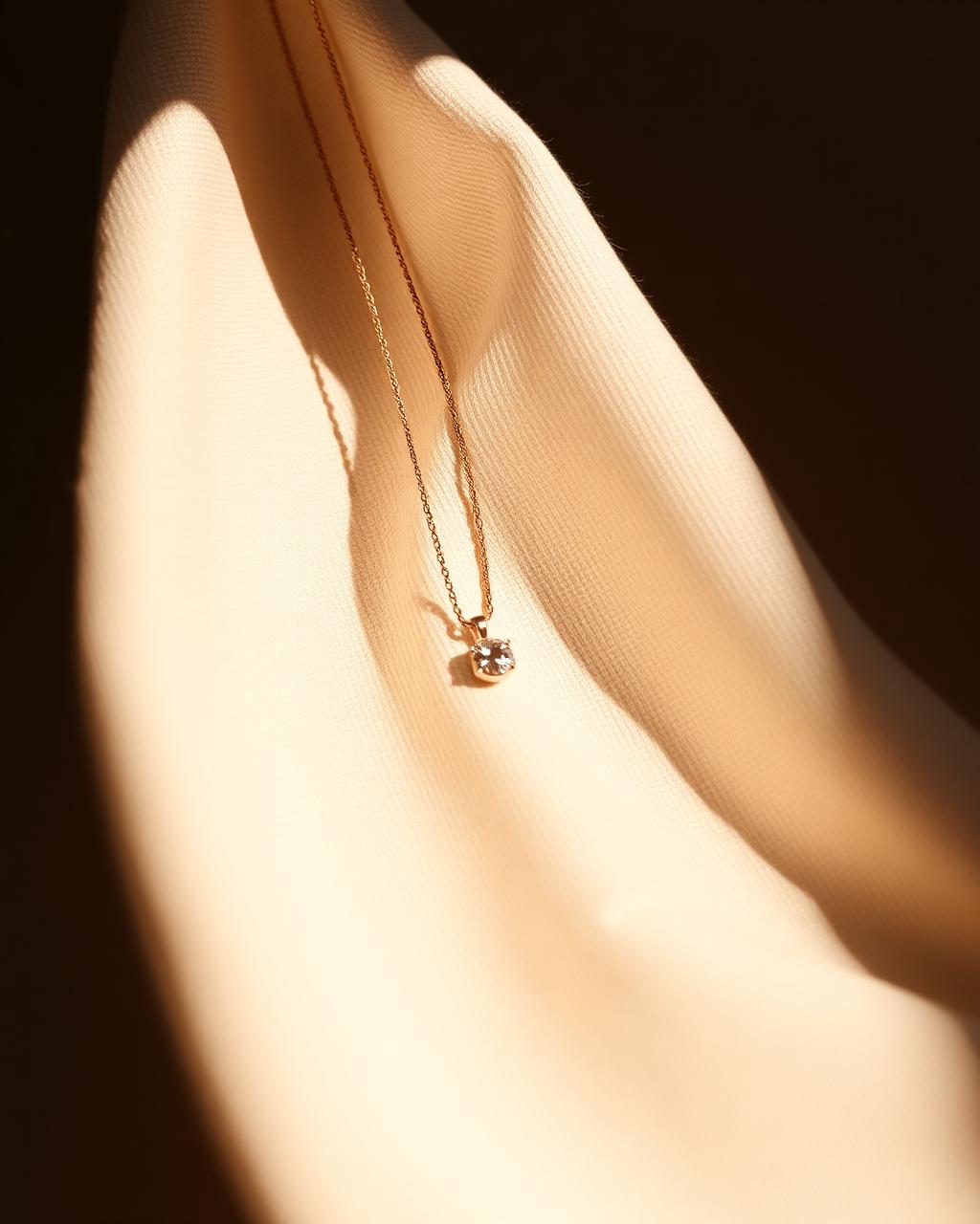 The Threshold Pendant on a fine gold chain.